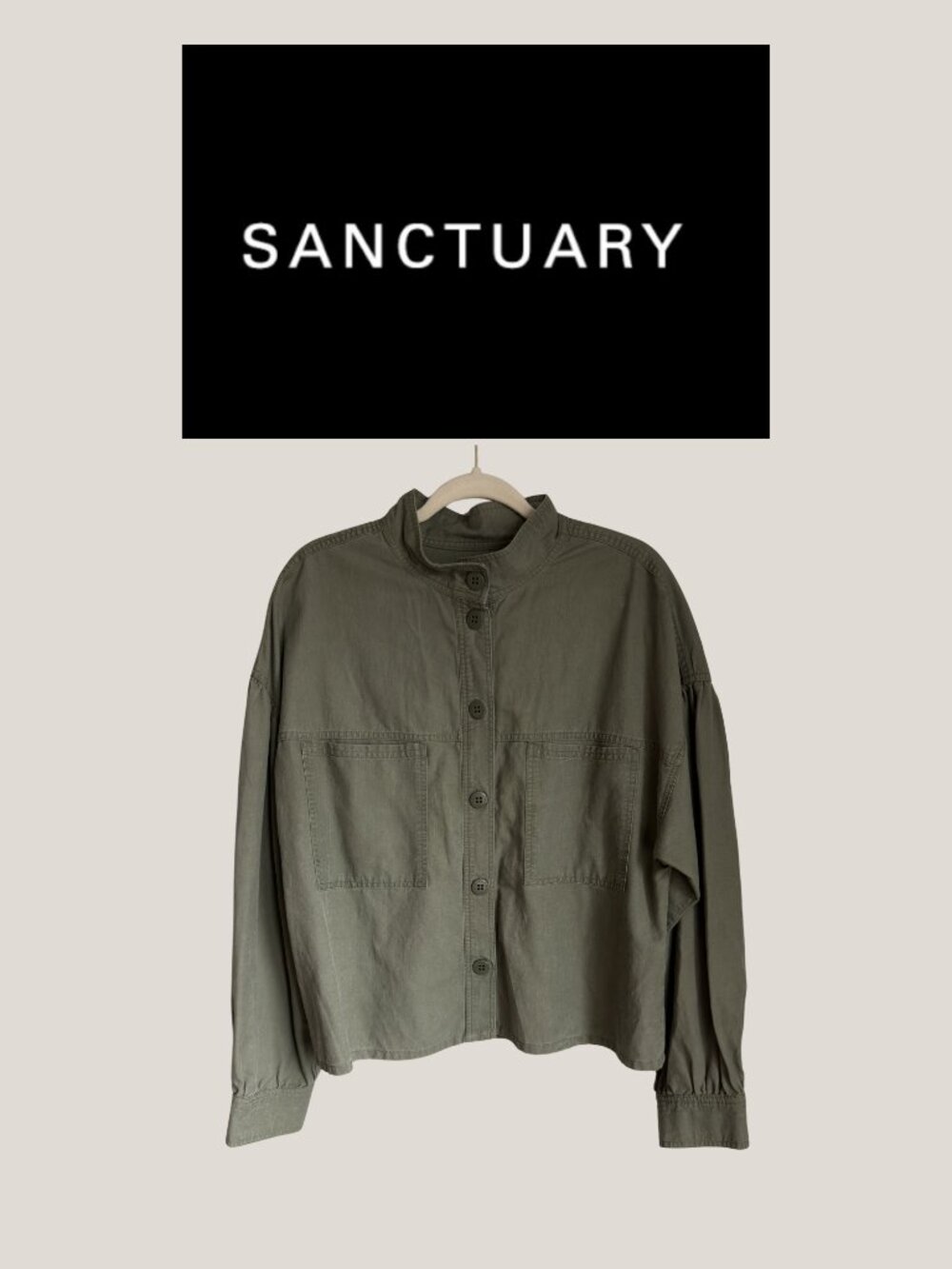 Sanctuary Standard Surplus Olive Green Cropped Utility Jacket Shacket L